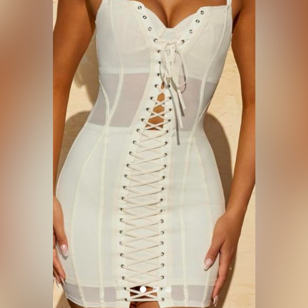 Oh Polly White Bustier Mini Dress Sweetheart Neckline